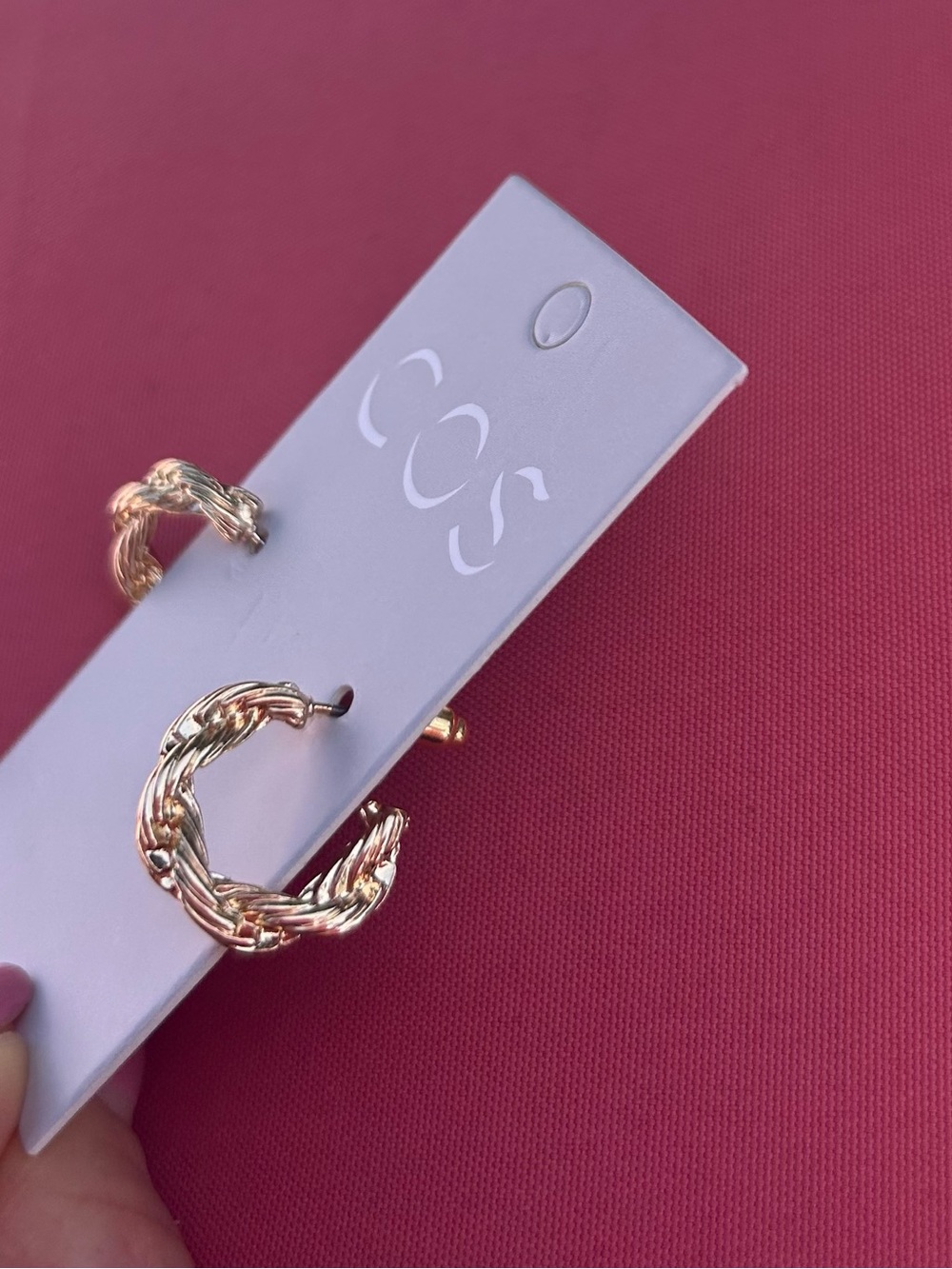 COS Twisted Braided Hoop Earrings in Gold Tone